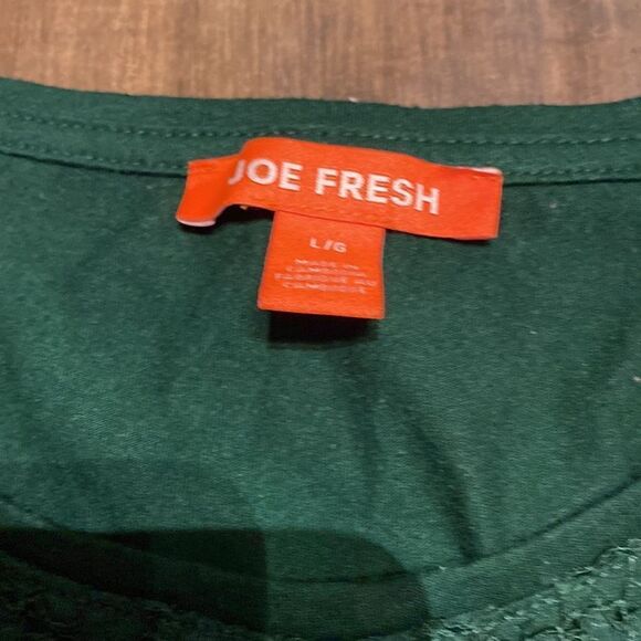 Joe Fresh lace tank top, dark green dressy top size large - Picture 2 of 6